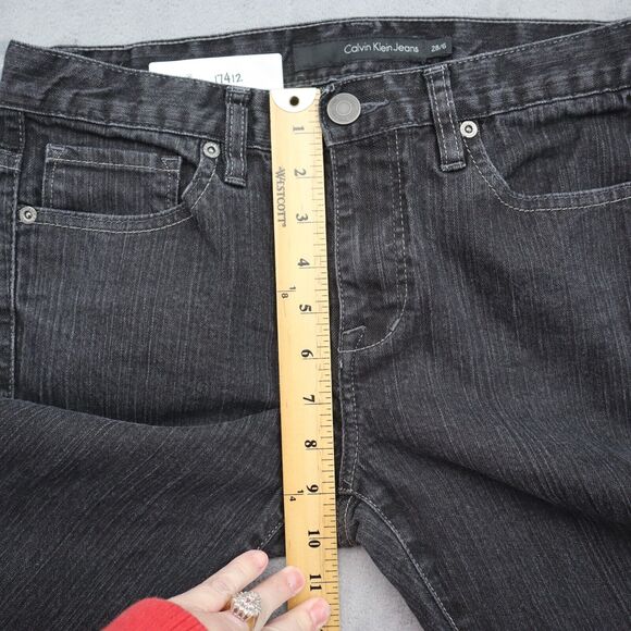 Calvin Klein Pants Womens 28 Black Skinny Mid Rise Button Dark Wash Denim Jeans - Picture 7 of 16